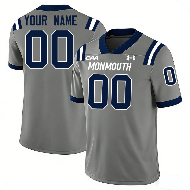 Custom Monmouth Hawks Name And Number Football Jerseys-Grey